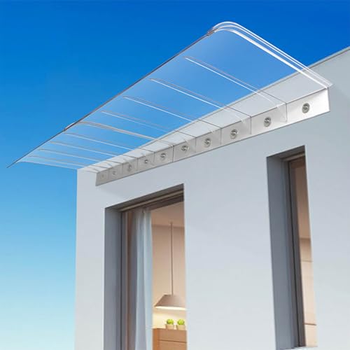 Auvent de porte transparent 40x350cm en polycarbonate résistant - 2
