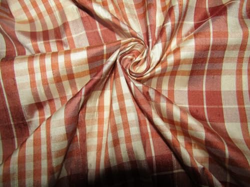 Tissu 100 % soie Dupion au mètre, laize 137,2 cm, couleur saumon ivoire