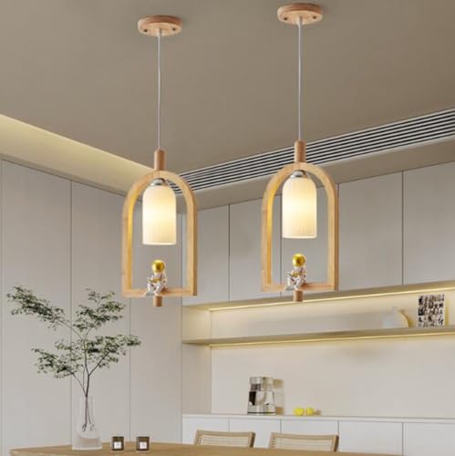 Plafonnier E27 chambre et salon en bois au design moderne 23cm