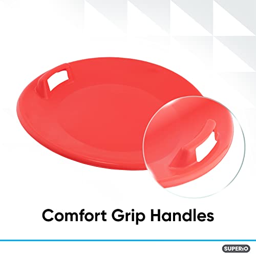 image for Superio Round Kids Snow Saucer Sled Blue and Red 2 Pack Plastic Winter
