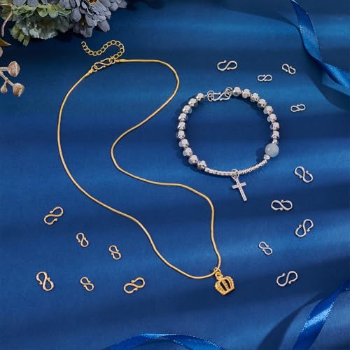 UNICRAFTALE 40Pcs 2 Color 2 Size S-Hook Clasps Stainless Steel Bracelet Clasps Gold Necklace Hook Fastener Clasp S Hook Clasp Connectors S Wire Hooks for Jewelry Making