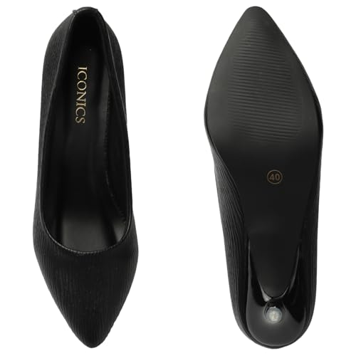 Image of Iconics Women's Textured Pointed Toe Kitten Heel Pump