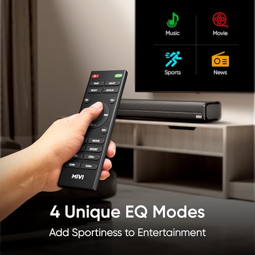 Image of Mivi Fort H350 Soundbar [], 5.1 Channel with 3 Built-in Speakers, 2 Satellite Speakers & External Subwoofer, Multiple EQ /Input Modes, Home Theatre 5.1,Made in India Sound Bar