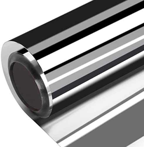 One Way Window Film Privacy Tint Heat Control Door Glass Coverings Anti UV Reflective Sun Blocking Static Self Cling Tinting,No Glue Window Mirror Film for Home Office Black-Silver 23.6 x 78.7 Inch