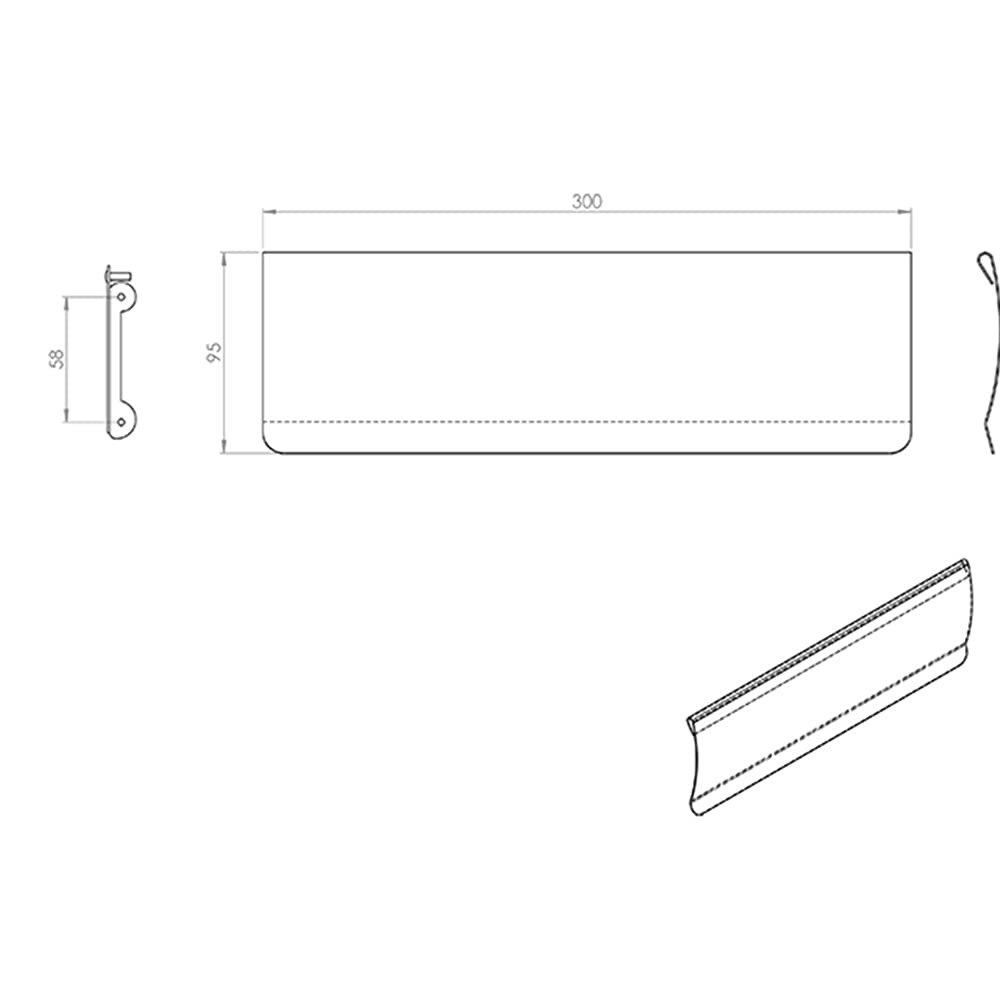 Interior Letterbox Plate Tidy Cover Flap - 300 x 95mm - Polished Brass - Image 3