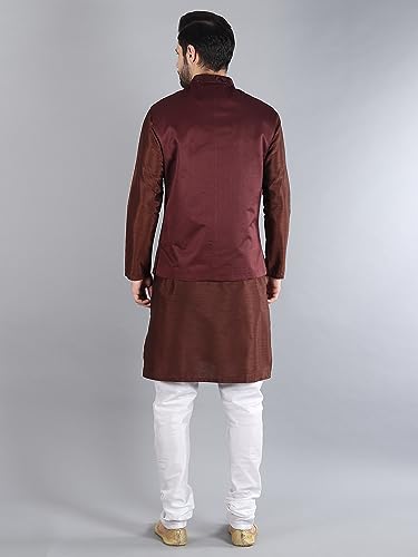 Image of Uri and MacKenzie Men's Silk Blend Kurta Pajama with Designer Ethnic Nehru Jacket /Modi Jacket