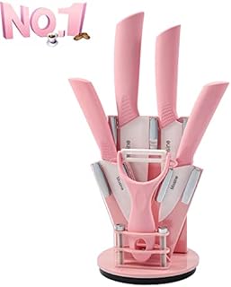 Mosine Kitchen Ceramic Knife Set with Knife Block - 6 Pieces Chef Knife Meat Cleaver Universal Knife Fruit Knife Melon Planer-Sharp Without Grinding Anti-skew- Set Gift