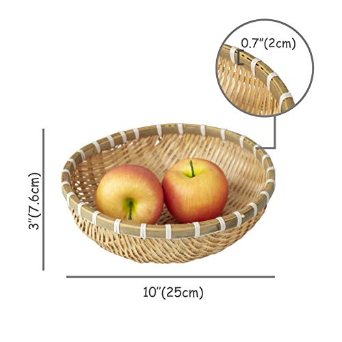 Made Terra Wicker Wire Fruit Basket Round Storage Basket for Bread Fruit Snacks Candy Households Items, Rustic Decorative Woven Fruit Bowl Dining Table Kitchen Countertop - Thumbnail 6