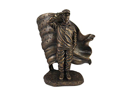 Dwk Patriotic Bronze Saluting Soldier Desktop Military Statue | Patriotic Decorations For The Home | Americana Decorations Military - 10" #TOP14
