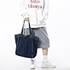 Boziee Sac fourre-tout en denim / toile pour femme - Grand sac fourre-tout avec fermeture éclair - Sac de shopping pour l'école, le travail, le bureau, les voyages, le shopping, la vie quotidienne #5