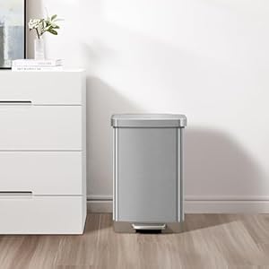 Ekohudsonmattestainless50liter132gallonsteptrashcanwithreartrashbagstoragecompartment Urban Country Home Decor Eko hudson matte stainless 50 liter132 gallon step trash can with rear trash bag storage compartment urban country home decor
