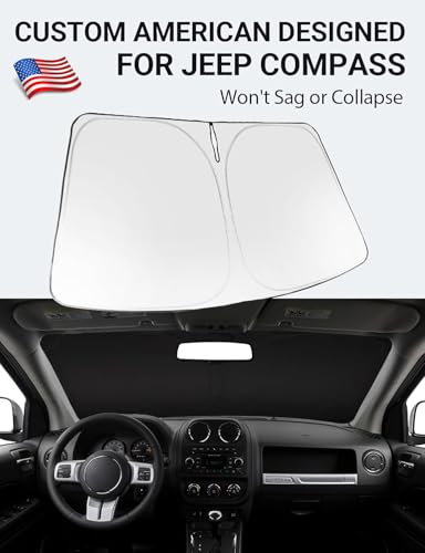 Image of Proadsy 2026 Upgrade Front Windshield Sun Shade Foldable Sunshade Protector Custom Fit 2007-2017 Jeep Compass Accessories