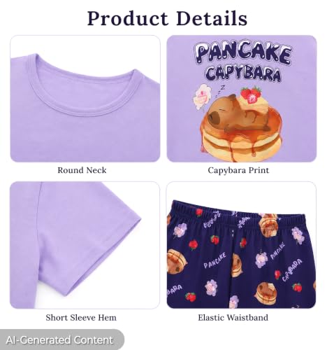 Image of Beezizac Girls Pajamas Cute Print Short /Long Sleeve Pants Set Size 6-18