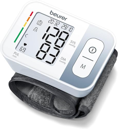 Beurer BC 28 Misuratore di Pressione da Polso Per Circonferenze polso di 14,0 - 19,5 cm con 120 Posizioni di Memoria e Rilevazione Aritmie, Facile Utilizzo, Classificazione di Rischio