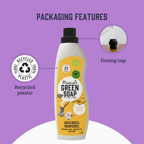 Marcel's Green Soap - Universal Washing Liquid Vanilla & Cotton 1L - Laundry Detergent - 100% Vegan - 97% Biodegradable - 23 washes - Image 3