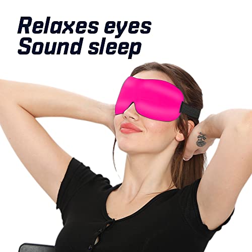 Image of Mulberry Silk Eye mask with Adjustable Strap - Comfortable and Lightweight Eyemask for Sleeping, Meditation, Travelling, and Relaxation - Blindfold Mask for Men and Women (Pink)