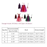 Kid Girls Witch Halloween Costume Princess Winifred Sarah Mary Devil Dress Evil Queen Fancy Cosplay Dress Up with Cape Hat Broom Birthday Tutu Carnival Party Outfit Purple 6-7 Years - Image 7