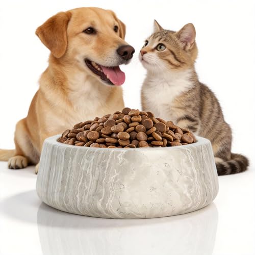 N NANSHOP Ciotola per cani in marmo, adatta a tutti i tipi di cani, ciotola per cibo e acqua, regalo per cani, robusta e durevole (NS040)