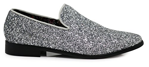 Image of SPK04 Men's Vintage Glitter Dress Loafers Slip On Shoes Classic Tuxedo Dress Shoes