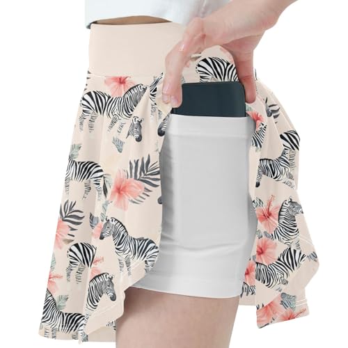 Girls Skorts High Waist Athletic Skirts with Shorts Tropical Zebra Stretchy Teens Performance Tennis2
