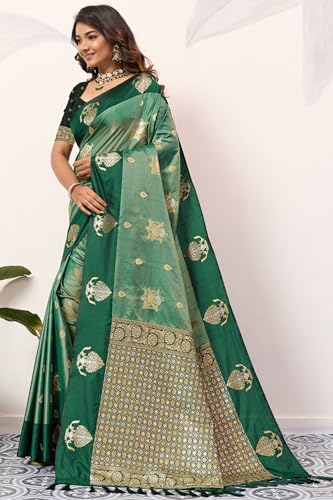 Image of SGF11 Women's Kanjivaram Pure Soft Silk Saree With Unstitched Blouse Piece