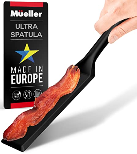 Mueller EuroPhoria Series Spatula, Heat Resistant Nylon Kitchen Turner, Cooking Utensils for Flipping Pancakes, Eggs, Burgers, Crepes and More, Perfect for Nonstick Cookware, Black