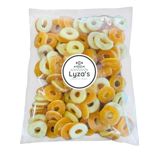 2 LB Peach Gummy Rings - Dye Free & HALAL Certified Gummy Candies - One Bulk Bag