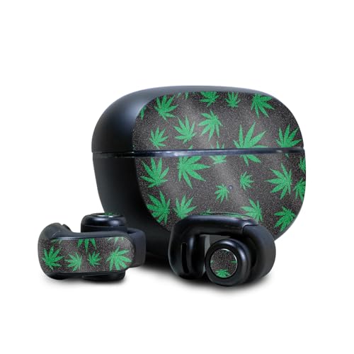 Image of Glossy Glitter Skin Compatible with Bose Ultra Open Earbuds - Marijuana - Premium 3M Vinyl Protective Wrap Decal Cover - Easy to Apply | Crafted in The USA by MightySkins