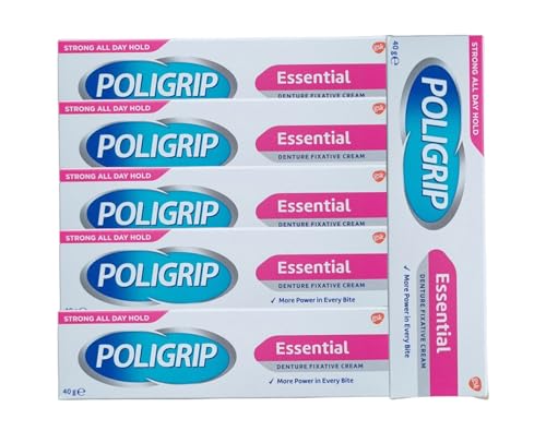 Poligrip Crema fijadora esencial para dentaduras postizas, 40 g (paquete de 6)