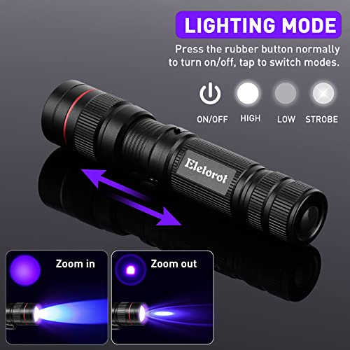 Eletorot 2 Pack Uv Flashlights Black Light, 395Nm Mini Handheld Blacklight Flashlight Small Led Uv Lights For Resin, Portable Ultraviolet Lights For Invisible Ink Pens, Dog Cat Pet Urine Stain #TOP5