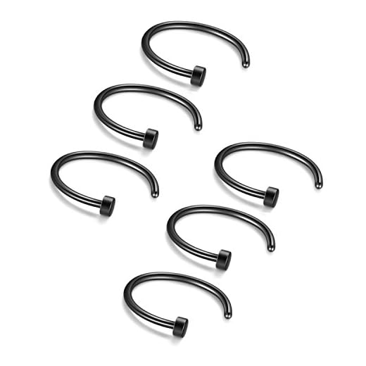 Briana Williams Fake Nariz Anillos Hoop-20G 18G 16G Nariz Aro Anillo 6mm/8mm/10mm/12mm Nariz Piercing Labio Septum Anillo Arete Faux Joyería Piercing del Cuerpo 6 Piezas