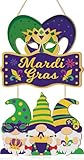 TOARTi Mardi Gras Deko Karneval Deko Schild Fasching Buntes Mardi Gras Hängeschild Narrenmaske Zwergen Hängedeko Karneval Geschenk für Haustür Wand Party Dekoration Outdoor