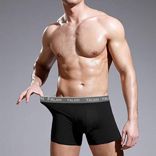 Falari 4-Pack Men's Soft Cotton Boxer Briefs, Lightweight Breathable Underwear with Tear Away Tag2