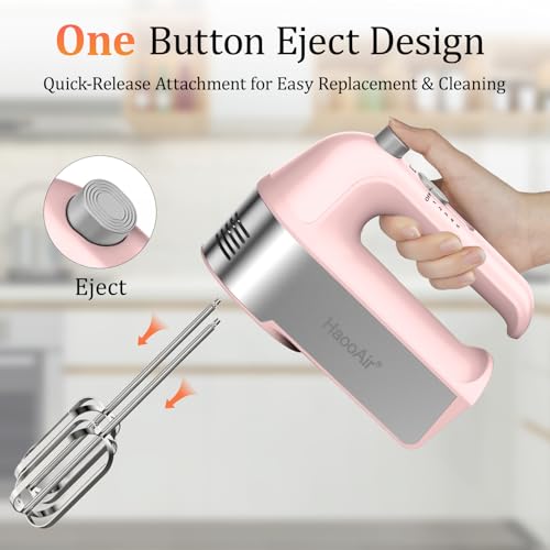 450W Electric Hand Mixer, 5 Speed Handheld Mixer with Scale Cup Storage Case, 5* Stainless Steel Accessories, Turbo Boost, Eject Button, Kitchen Mixer Food Mixer for Baking - Image 6