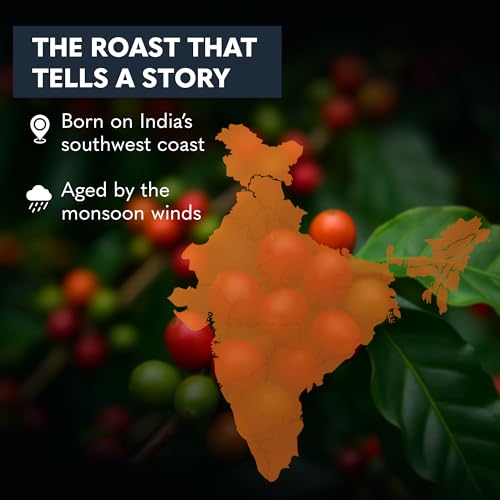 Image of THIRD WAVE COFFEE Arabica Monsoon Malabar Coffee, Medium Roast, Coarse Grind for French Press Style, 250g