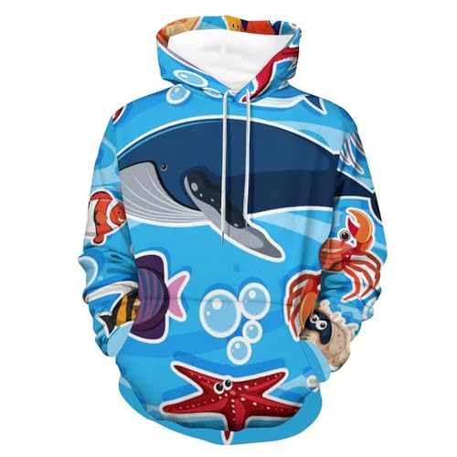 Sweat à capuche créatures de la mer pour homme et femme pull manche longue taille S