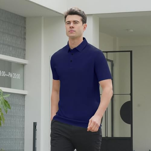 Men's Polo Shirts Short Sleeve Dry Fit Moisture Wicking Performance Seamless Collared Polo Shirts for Men2