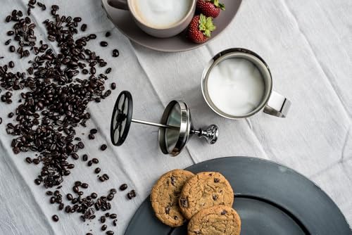 Image of Premium Stainless Steel Milk Frother,Coffee Frother Blender,400ml Manual Coffee Frother Cappuccino Foam Maker for Hot and Cold Coffee Milk Beverages with Double-Mesh Aerator, Handle and Lid