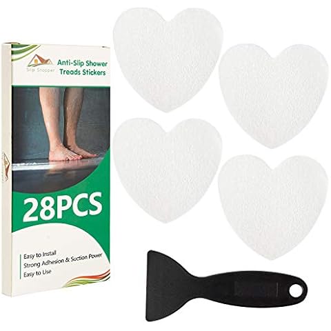 Non Slip Bathtub Stickers 28 PCS Adhesive Anti Slip Shower Stickers for Bath Tub,Bathroom,Stairs with Premium Scraper Cover