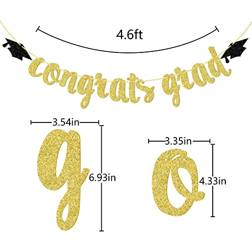 Image of Qttier Congrats Grad Banner, Class of 2026 Graduation Decorations | High School College Congratulations Graduate Party Supplies, Pre-strung