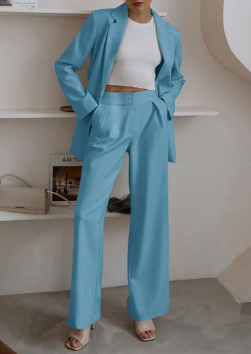 PRETTYGARDEN Women's Two Piece Outfits Dressy Blazer Jacket Wide Leg Pants 2025 Fall Business Casual Office Work Suit Sets2