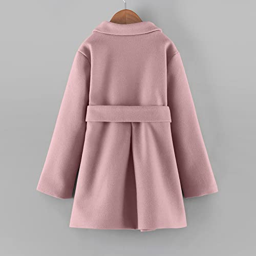 Baby Girls Wool Blend Coat Long Sleeve Lapel Double Breasted Jacket Fall Winter Warm Windproof Belt Top3