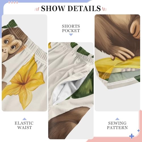 ZZXXB Monkey Banana Leaves Boys Long Pants Soft Trousers Elastic Waist Kids Lounge Bottoms with Pockets S-XL4