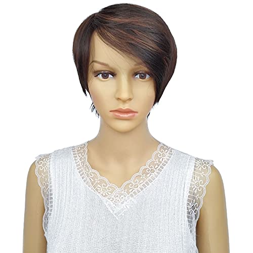 QueenYoung Hair Short Wigs for Black Women Short Cut Wigs Side Bangs Short Wigs for Black Women Hair Short Wigs (FS4/30)