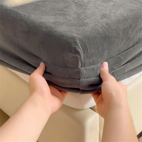 Surwin Sábana Bajera Ajustable, Franela de Color Sólido Suave Transpirable Sabanas, Elástico en el Borde Bolsillo Profundo 25-30 cm para Grueso Colchón (150x200cm,Gris Oscuro)