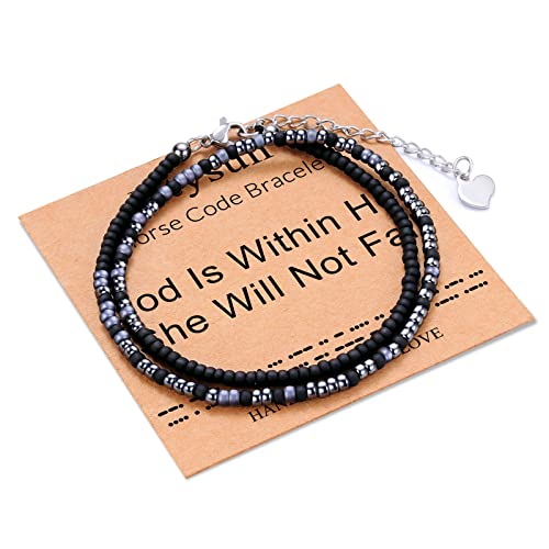 Image of Btysun Inspirational Morse Code Bracelets for Women Men Teen Girl Gifts Best Friend Birthday Gifts for Him Her Adjustable Layered Secret Message Sister Bff Girfriend Sister Christmas Jewelry