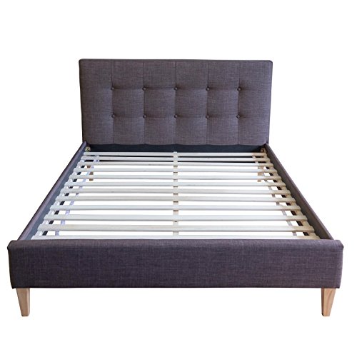 Homestyle4u 1729, Polsterbett 140x200 mit Lattenrost Braun Doppelbett Bett Bettgestell mit Kopfteil Schlafzimmer