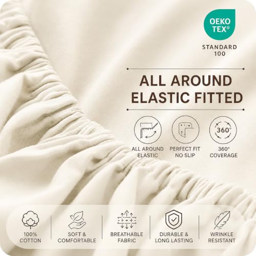 Image of 600 TC 100% Egyptian Cotton Fitted Sheet for Double Bed Size Fitted Bed Sheet with Pillow Cover for Bedroom, Soft Hotel Quality Size - 72 x72+12 Silver Pillow Cover Size -18 x 28 Inch
