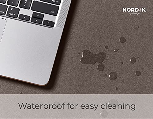 Image of Nordik Leather Desk Mat - Cork Gunmetal Gray - Leather Desk Pad 35x17 in | Premium Vegan Leather Desk Pad with Cable Organizer for Office, Extended Waterproof Mouse Mat, Non-Slip Desk Pad Protector