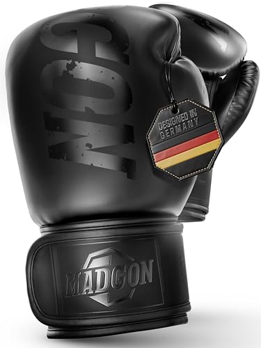 MADGON Boxhandschuhe aus bestem Material für Lange Haltbarkeit - Männer und Frauen Kickboxhandschuhe für Kampfsport, MMA, Sparring, Muay Thai und Boxen 10 12 14 16 oz inkl Beutel 1 MADGON Boxhandschuhe aus bestem Material für Lange Haltbarkeit - Männer und Frauen Kickboxhandschuhe für Kampfsport, MMA, Sparring, Muay Thai und Boxen 10 12 14 16 oz inkl Beutel